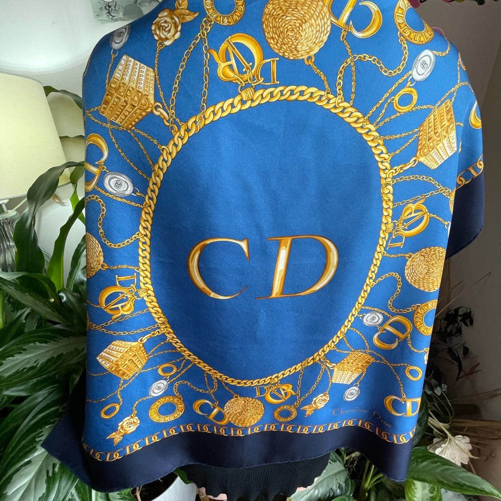 Christian Dior Blue and Gold Scarf - Picture 5 of 16